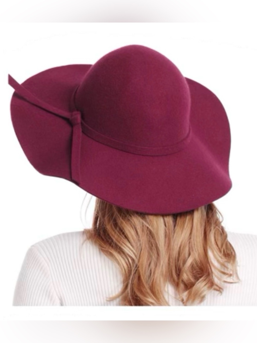 Women's Wide Brim Floppy Hat - Burgundy